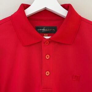 Loudmouth Heritage Red Men a Medium Vibrant Short Sleeve Polo Golf Shirt